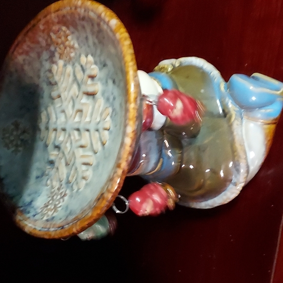 Ceramic Snowman w/Candy Dish 7 1/4 inches H x 7 3/4 inches W. Multicolors - Picture 2 of 12